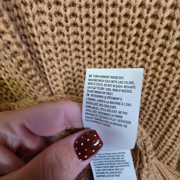 American Eagle Sweater Women M Brown Open Knit Chunky Oversized Baggy Tunic Fall - Picture 10 of 12